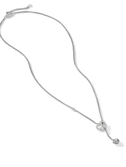 Cable Collectibles® Heart Y Necklace In Sterling Silver With Pavé Diamonds