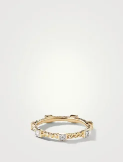 Cable Collectibles® Stack Ring In 18k Yellow Gold With Diamonds