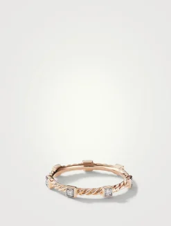 Cable Collectibles® Stack Ring In 18k Rose Gold With Diamonds