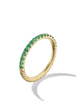 Cable Collectibles® Stack Ring In 18k Yellow Gold With Pavé Emeralds, 2mm