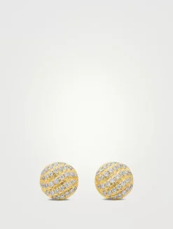 Cable Collectibles® Stud Earrings In 18k Yellow Gold With Diamonds, 8mm