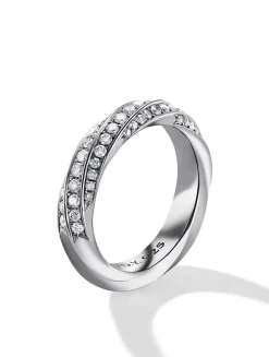 Cable Edge® Band Ring In Sterling Silver With Pavé Diamonds