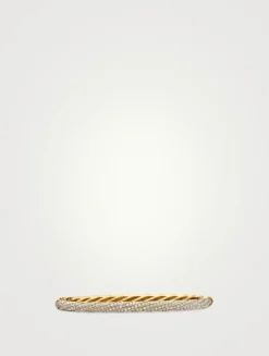 Cable Edge® Bangle Bracelet In 18k Yellow Gold With Diamonds, 4mm