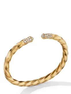 Cable Edge® Bracelet In 18k Yellow Gold With Diamonds, 5.5mm