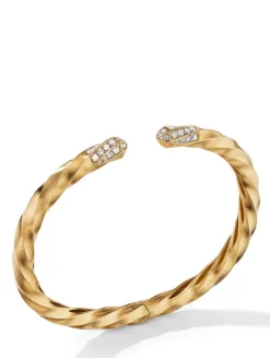 Cable Edge® Bracelet In 18k Yellow Gold With Diamonds, 5.5mm
