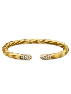Cable Edge® Bracelet In 18k Yellow Gold With Diamonds, 5.5mm