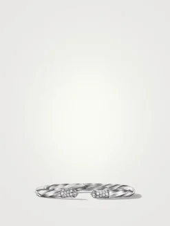 Cable Edge® Bracelet In Sterling Silver With Pavé Diamonds