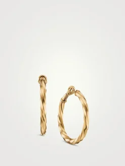 Cable Edge® Hoop Earrings In 18k Yellow Gold