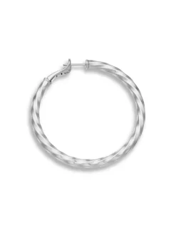 Cable Edge® Hoop Earrings In Sterling Silver, 2in