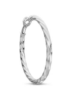 Cable Edge® Hoop Earrings In Sterling Silver, 2in