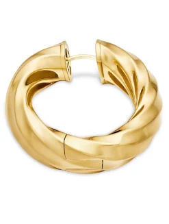 Cable Edge® Hoop Earrings In 18k Yellow Gold, 28.9mm