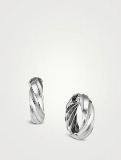 Cable Edge® Hoop Earrings In Sterling Silver
