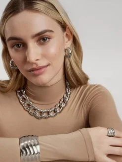 Cable Edge® Hoop Earrings In Sterling Silver