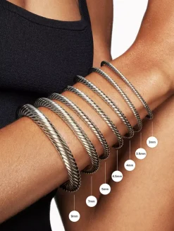 Cable Flex Bracelet In Sterling Silver With 14k Yellow Gold, 4mm