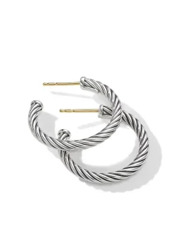 Cable Hoop Earrings In Sterling Silver