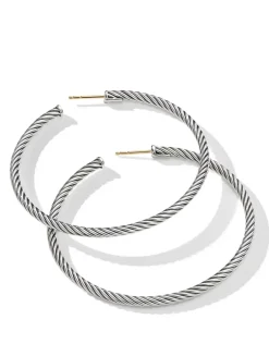 Cable Hoop Earrings In Sterling Silver