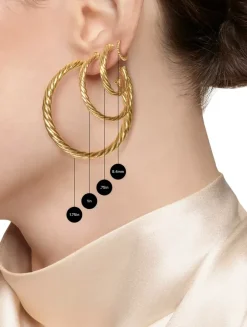 Cable Hoop Earrings In Sterling Silver, 1in