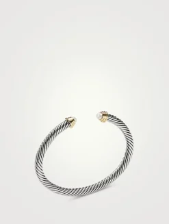 Cable Kids® Bracelet In Sterling Silver With Pearls And 14k Yellow Gold