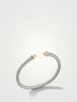 Cable Kids® Bracelet In Sterling Silver With 14k Yellow Gold Domes