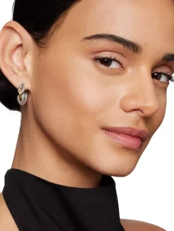 Cable Loop Hoop Earrings In Sterling Silver With 18k Yellow Gold, 22mm