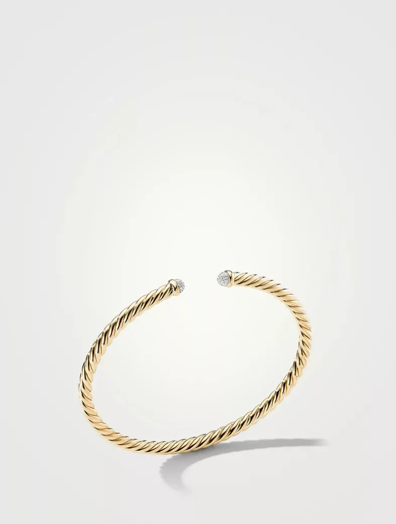 Cablespira® Bracelet In 18k Yellow Gold With Pavé Diamonds