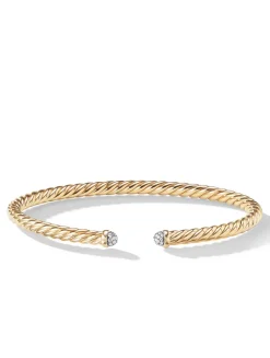 Cablespira® Bracelet In 18k Yellow Gold With Pavé Diamonds