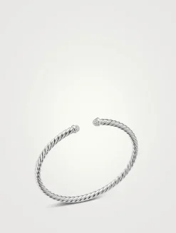 Cablespira® Bracelet In 18k White Gold With Pavé Diamonds