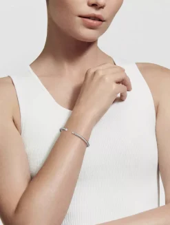 Cablespira® Bracelet In 18k White Gold With Pavé Diamonds