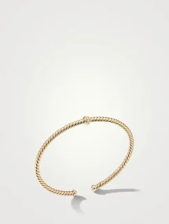 Cablespira® Station Bracelet In 18k Yellow Gold With Pavé Diamonds