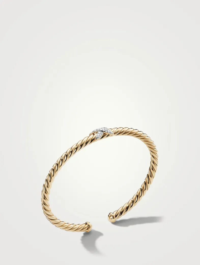 Cablespira® X Station Bracelet In 18k Yellow Gold With Pavé Diamonds
