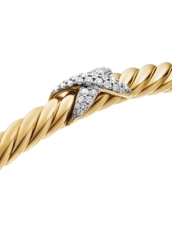 Cablespira® X Station Bracelet In 18k Yellow Gold With Pavé Diamonds