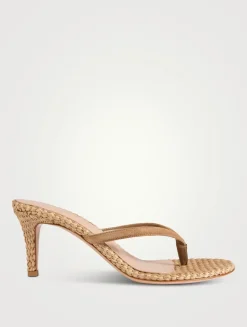 Calypso Suede And Raffia Thong Sandals