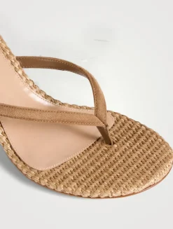 Calypso Suede And Raffia Thong Sandals