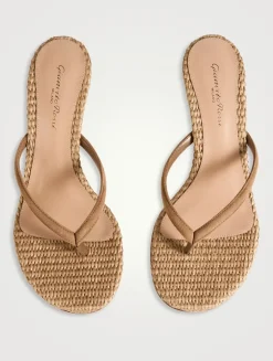 Calypso Suede And Raffia Thong Sandals