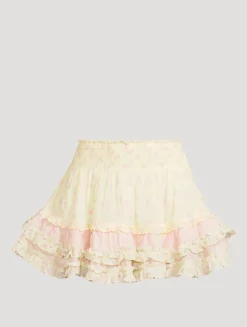 Camellia Tiered Mini Skirt In Floral Print