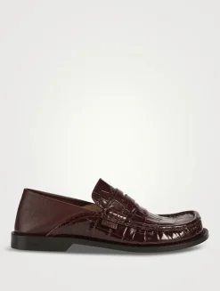 Campo Croc-Embossed Leather Penny Loafers