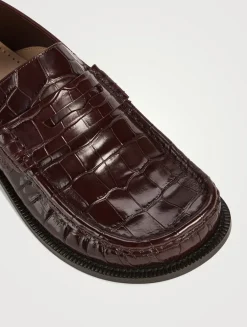 Campo Croc-Embossed Leather Penny Loafers