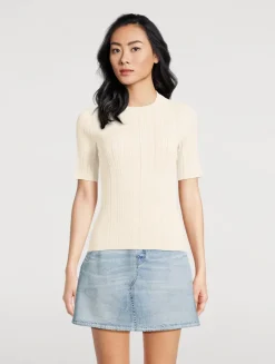 Camryn Pointelle Knit T-Shirt