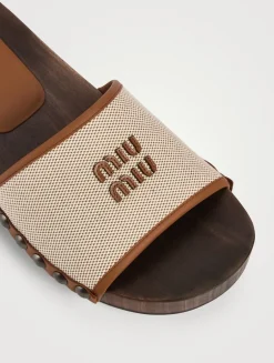 Canvas And Leather Clogs