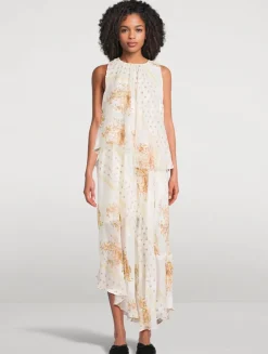 Caprice Chiffon Dress In Botanical Print