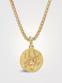 Capricorn Amulet In 18k Yellow Gold With Diamonds