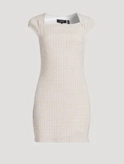 Cap-Sleeve Mini Dress In Plaid Print