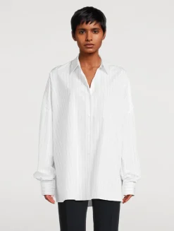 Casia Oversized Poplin Shirt In Stripe Print