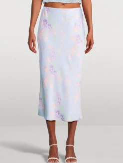 Castle Satin Slip Skirt In Floral Print
