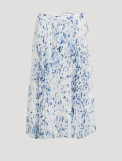 Cecily Pleated Chiffon Midi Skirt In Floral Print