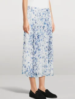 Cecily Pleated Chiffon Midi Skirt In Floral Print