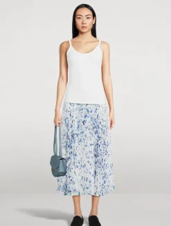 Cecily Pleated Chiffon Midi Skirt In Floral Print