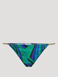 Chain-Trimmed Bikini Bottom In Iride Print
