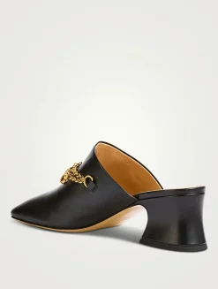 Charm-Embellished Leather Mules