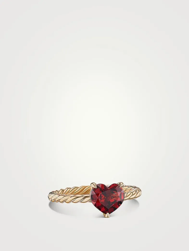 Chatelaine® Heart Ring In 18k Yellow Gold With Garnet